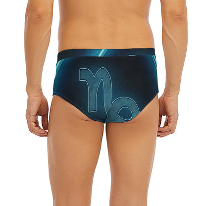 Blue Capricorn Zodiac Sign Print Men's Briefs