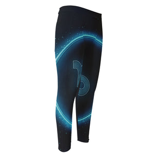 Blue Capricorn Zodiac Sign Print Men's Compression Pants