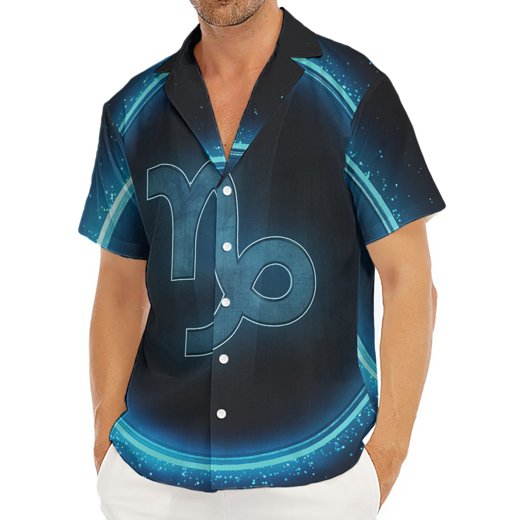 Blue Capricorn Zodiac Sign Print Men's Deep V-Neck Shirt