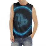 Blue Capricorn Zodiac Sign Print Men's Fitness Tank Top