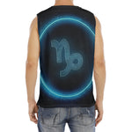 Blue Capricorn Zodiac Sign Print Men's Fitness Tank Top