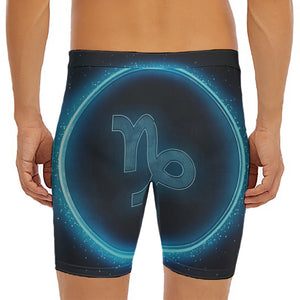 Blue Capricorn Zodiac Sign Print Men's Long Boxer Briefs