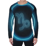 Blue Capricorn Zodiac Sign Print Men's Long Sleeve T-Shirt