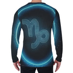Blue Capricorn Zodiac Sign Print Men's Long Sleeve T-Shirt