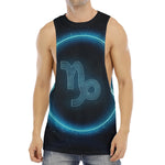 Blue Capricorn Zodiac Sign Print Men's Muscle Tank Top