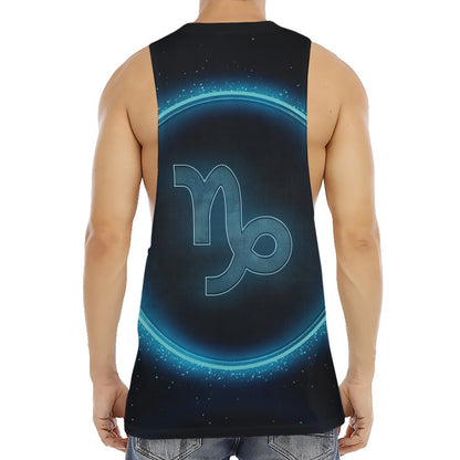 Blue Capricorn Zodiac Sign Print Men's Muscle Tank Top