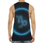 Blue Capricorn Zodiac Sign Print Men's Muscle Tank Top