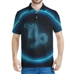 Blue Capricorn Zodiac Sign Print Men's Polo Shirt