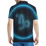 Blue Capricorn Zodiac Sign Print Men's Polo Shirt