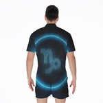 Blue Capricorn Zodiac Sign Print Men's Rompers