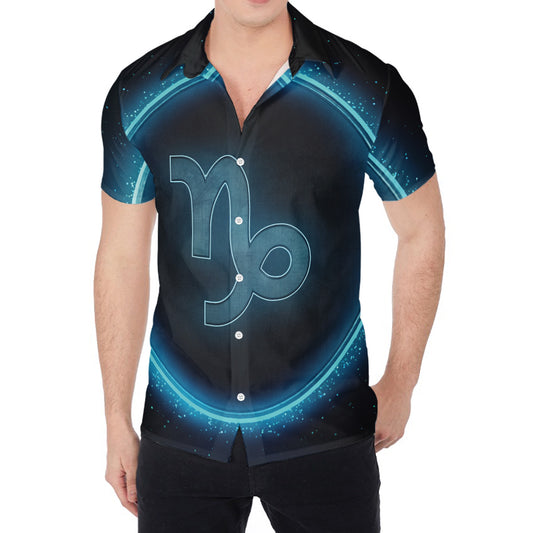 Blue Capricorn Zodiac Sign Print Men's Shirt