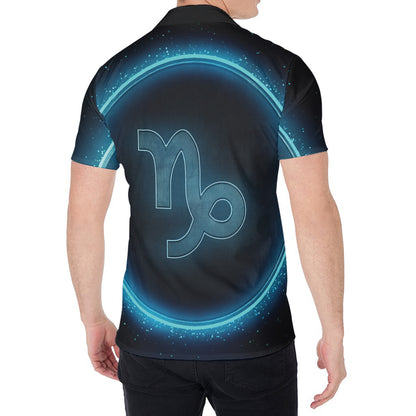 Blue Capricorn Zodiac Sign Print Men's Shirt