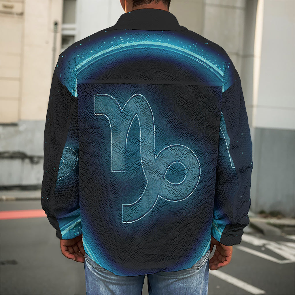 Blue Capricorn Zodiac Sign Print Men's Shirt Jacket