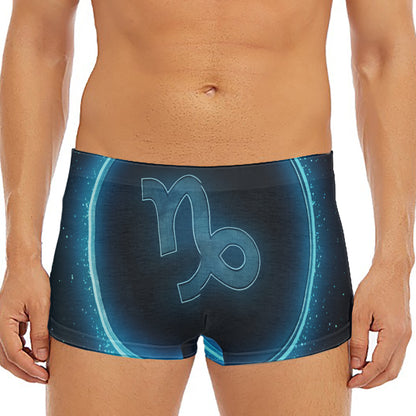 Blue Capricorn Zodiac Sign Print Men's Short Boxer Briefs