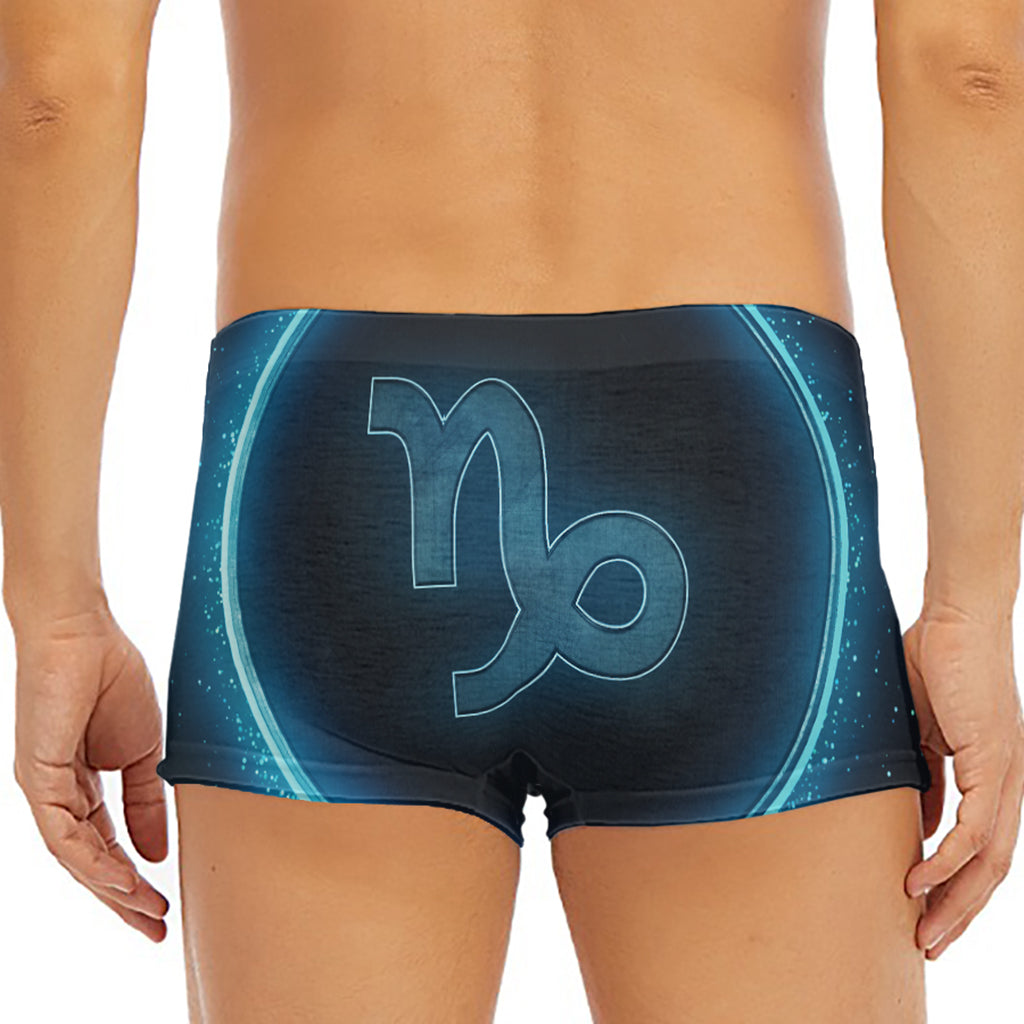 Blue Capricorn Zodiac Sign Print Men's Short Boxer Briefs