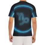 Blue Capricorn Zodiac Sign Print Men's Short Sleeve Rash Guard