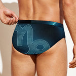 Blue Capricorn Zodiac Sign Print Men's Swim Briefs