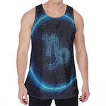 Blue Capricorn Zodiac Sign Print Men's Velvet Tank Top
