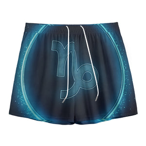 Blue Capricorn Zodiac Sign Print Mesh Shorts