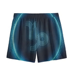 Blue Capricorn Zodiac Sign Print Mesh Shorts