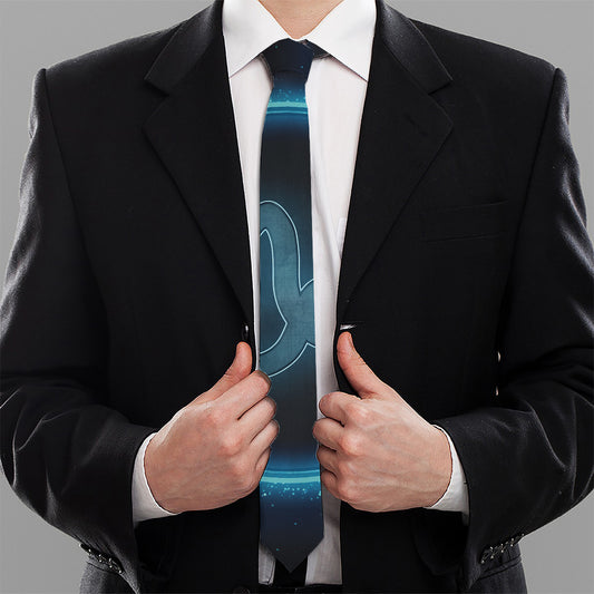 Blue Capricorn Zodiac Sign Print Necktie