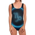 Blue Capricorn Zodiac Sign Print One Piece Swimsuit