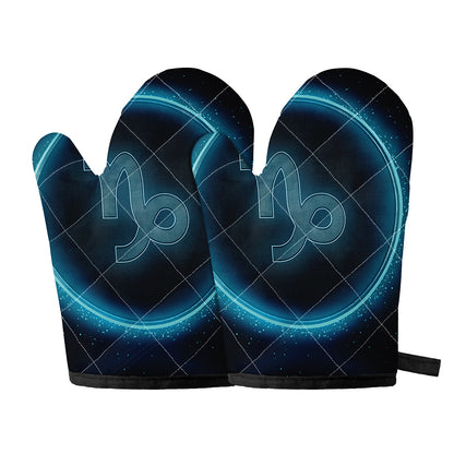 Blue Capricorn Zodiac Sign Print Oven Mitts