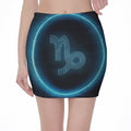 Blue Capricorn Zodiac Sign Print Pencil Mini Skirt