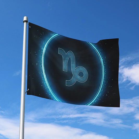 Blue Capricorn Zodiac Sign Print Polyester Flag