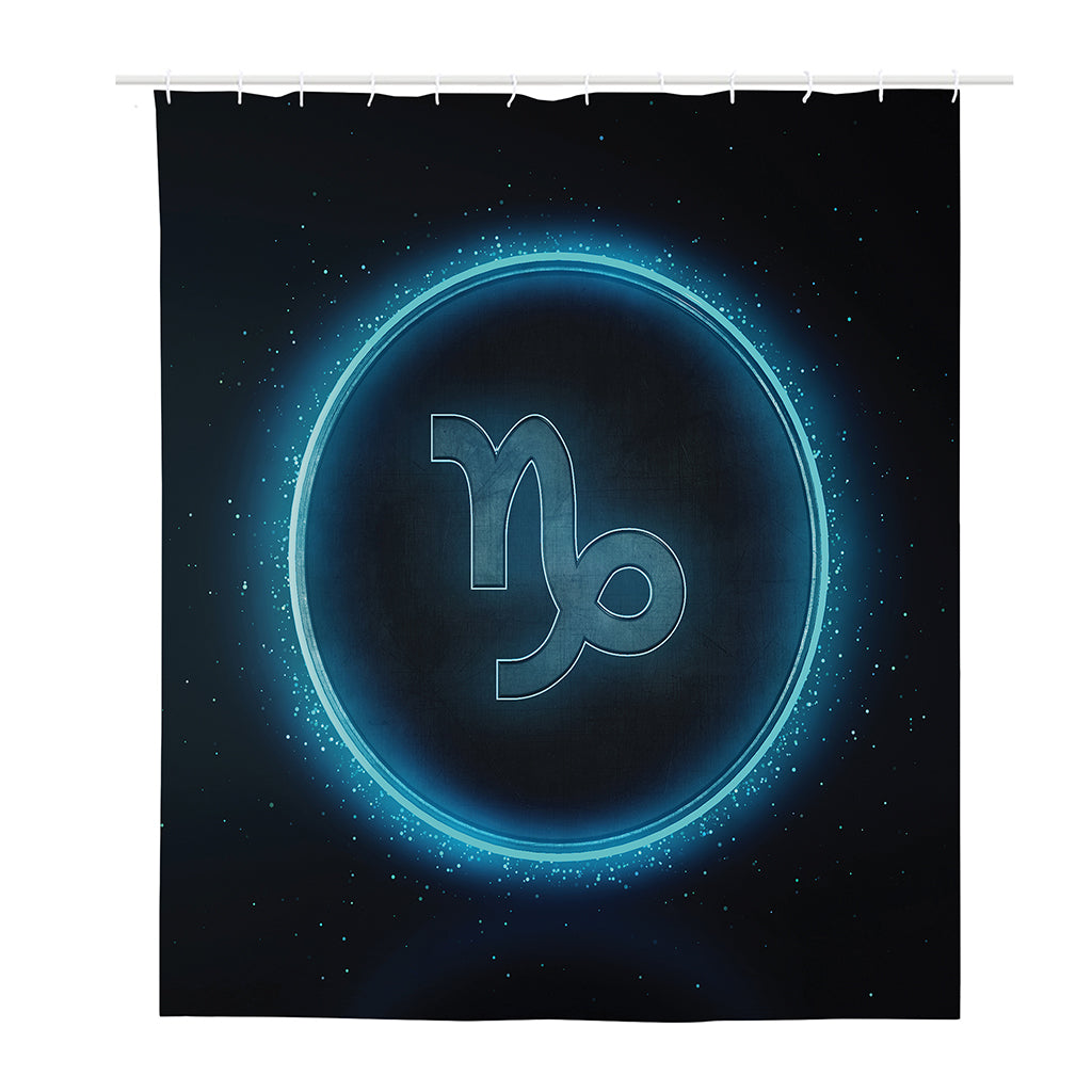 Blue Capricorn Zodiac Sign Print Polyester Shower Curtain