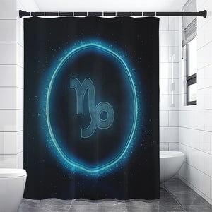 Blue Capricorn Zodiac Sign Print Premium Shower Curtain