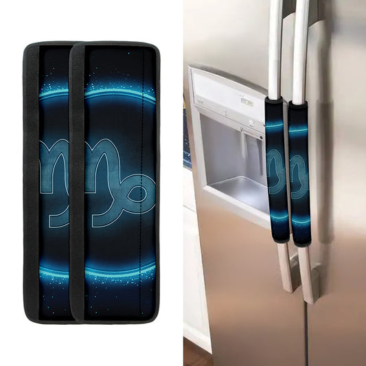 Blue Capricorn Zodiac Sign Print Refrigerator Handle Covers