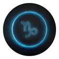 Blue Capricorn Zodiac Sign Print Round Blanket