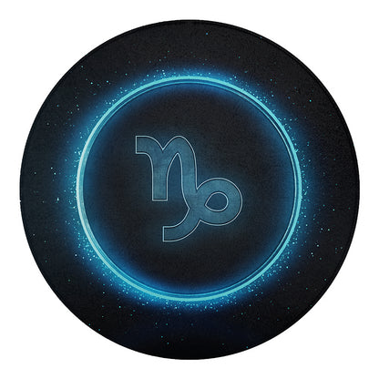 Blue Capricorn Zodiac Sign Print Round Blanket