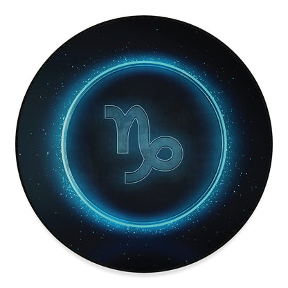 Blue Capricorn Zodiac Sign Print Round Floor Mat