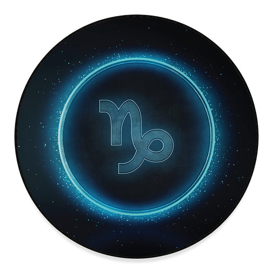 Blue Capricorn Zodiac Sign Print Round Floor Mat
