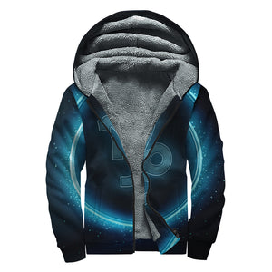 Blue Capricorn Zodiac Sign Print Sherpa Lined Zip Up Hoodie