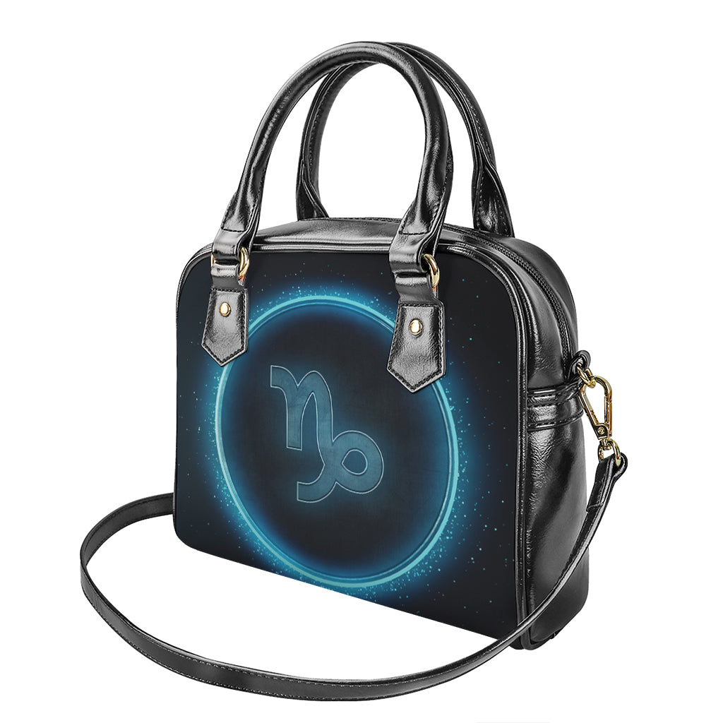Blue Capricorn Zodiac Sign Print Shoulder Handbag