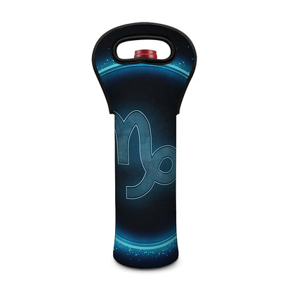 Blue Capricorn Zodiac Sign Print Single Neoprene Wine Tote