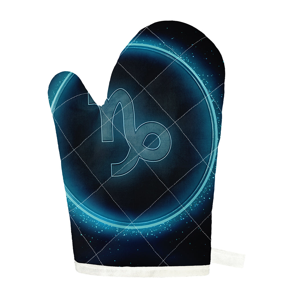Blue Capricorn Zodiac Sign Print Single Oven Mitt
