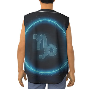 Blue Capricorn Zodiac Sign Print Sleeveless Baseball Jersey