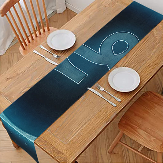 Blue Capricorn Zodiac Sign Print Table Runner