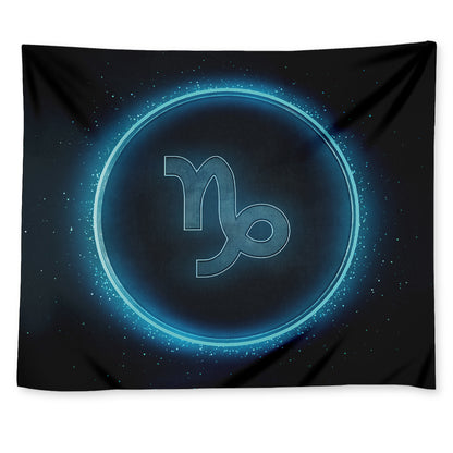 Blue Capricorn Zodiac Sign Print Tapestry