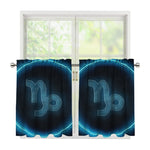 Blue Capricorn Zodiac Sign Print Tier Curtains