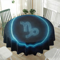 Blue Capricorn Zodiac Sign Print Waterproof Round Tablecloth