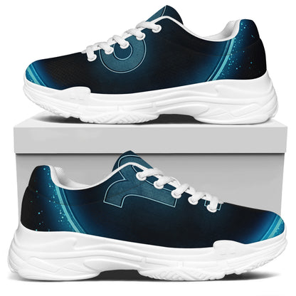 Blue Capricorn Zodiac Sign Print White Chunky Shoes