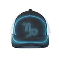 Blue Capricorn Zodiac Sign Print White Mesh Trucker Hat