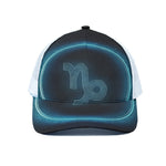 Blue Capricorn Zodiac Sign Print White Mesh Trucker Cap