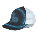 Blue Capricorn Zodiac Sign Print White Mesh Trucker Cap