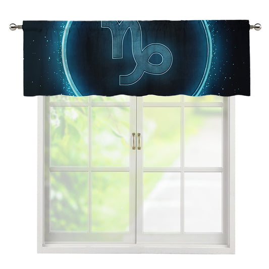 Blue Capricorn Zodiac Sign Print Window Valance
